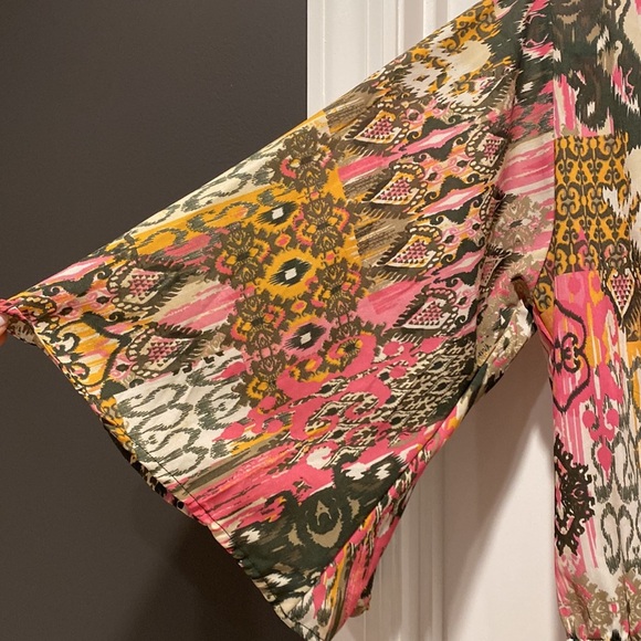 Elan Womens Colorful Romper 3/4 Sleeve V-Neck size S - Picture 4 of 4